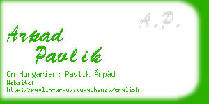 arpad pavlik business card